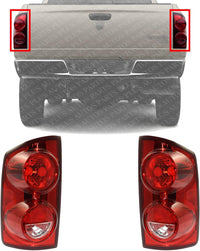 Set Of 2 Tail Light Left Driver & Right Passenger Side Direct Replacement Compatible With 2007-2009 Dodge Ram 1500 2500 3500 ‎‎‎‎‎‎CH2801165 CH2800165 55277302AC 55277303AC