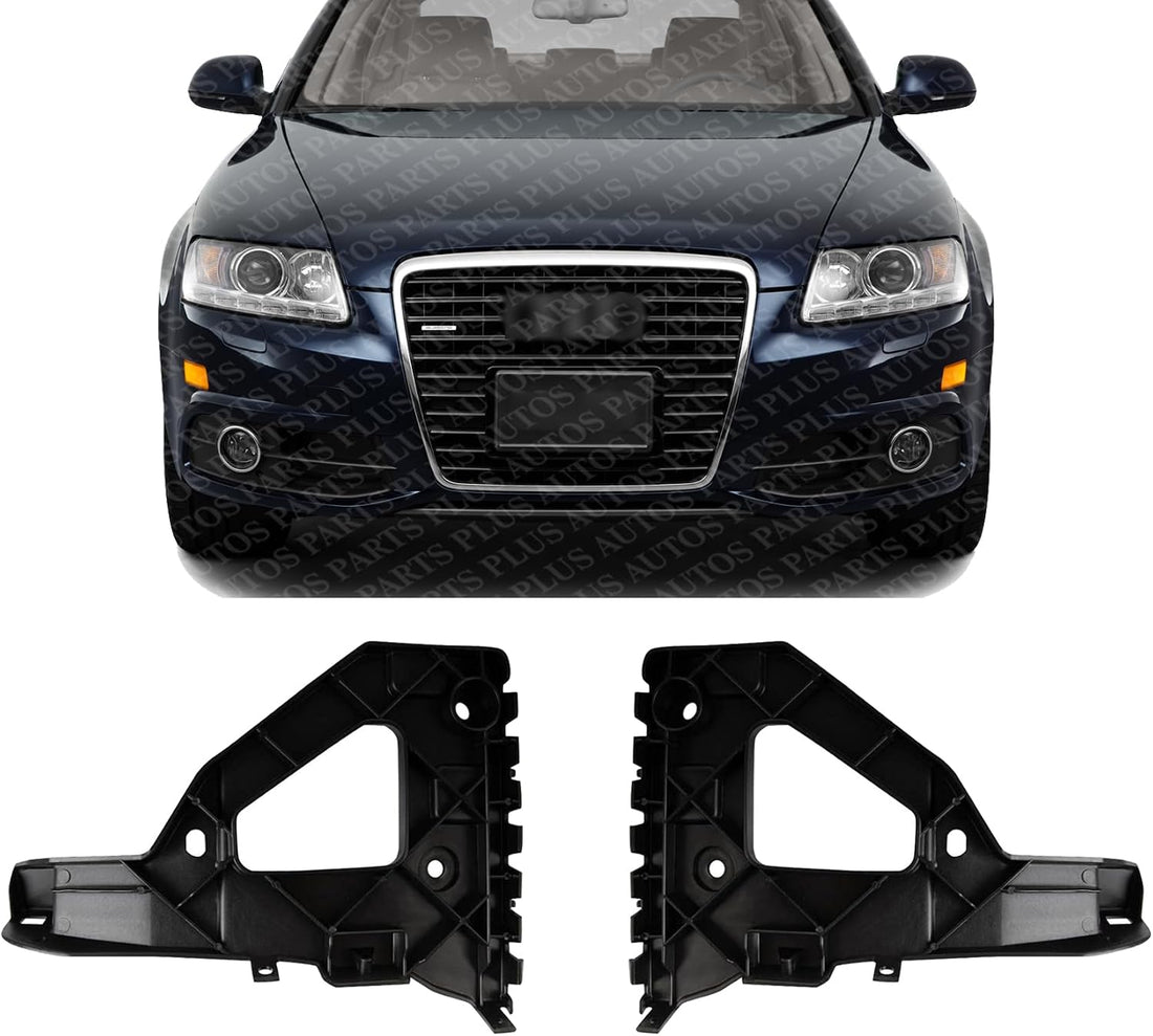 Set Of 2 Front Bumper Bracket Plastic Right Passenger & Left Driver Side Direct Replacement Compatible With 2005-2011 Audi A6 Quattro AU1067100 AU1066100 4F0807228 4F0807227