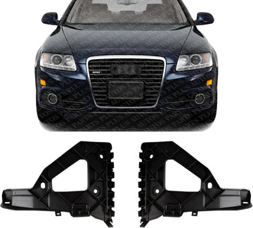 Set Of 2 Front Bumper Bracket Plastic Right Passenger & Left Driver Side Direct Replacement Compatible With 2005-2011 Audi A6 Quattro AU1067100 AU1066100 4F0807228 4F0807227