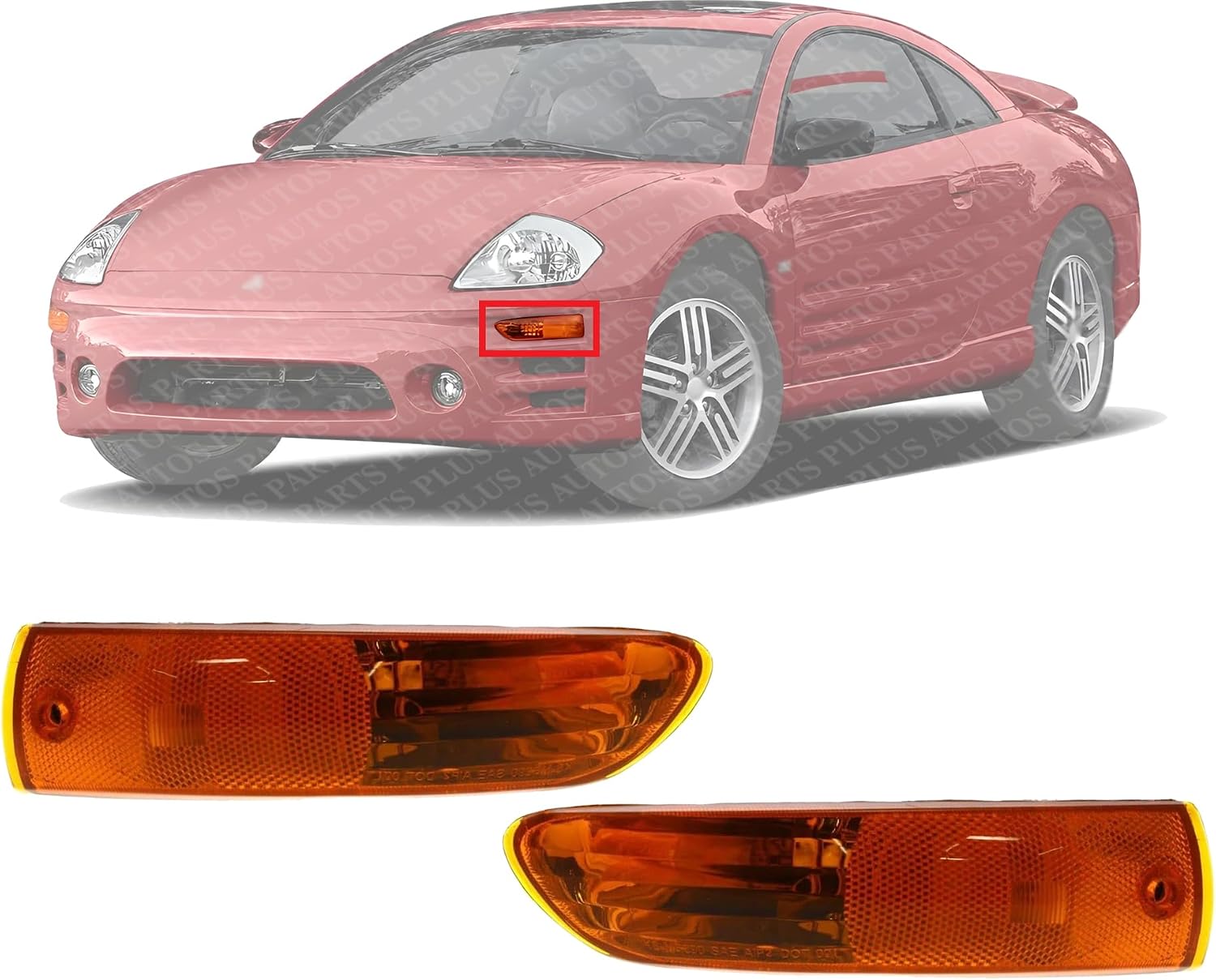 Set Of 2 Front Turn Signal Lamp Assembly Right Passenger & Left Driver Side Direct Replacement Compatible With 2002-2005 Mitsubishi Eclipse MI2521117 MI2520117 MR990824 MR990823