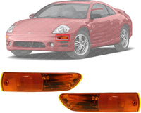 Set Of 2 Front Turn Signal Lamp Assembly Right Passenger & Left Driver Side Direct Replacement Compatible With 2002-2005 Mitsubishi Eclipse MI2521117 MI2520117 MR990824 MR990823