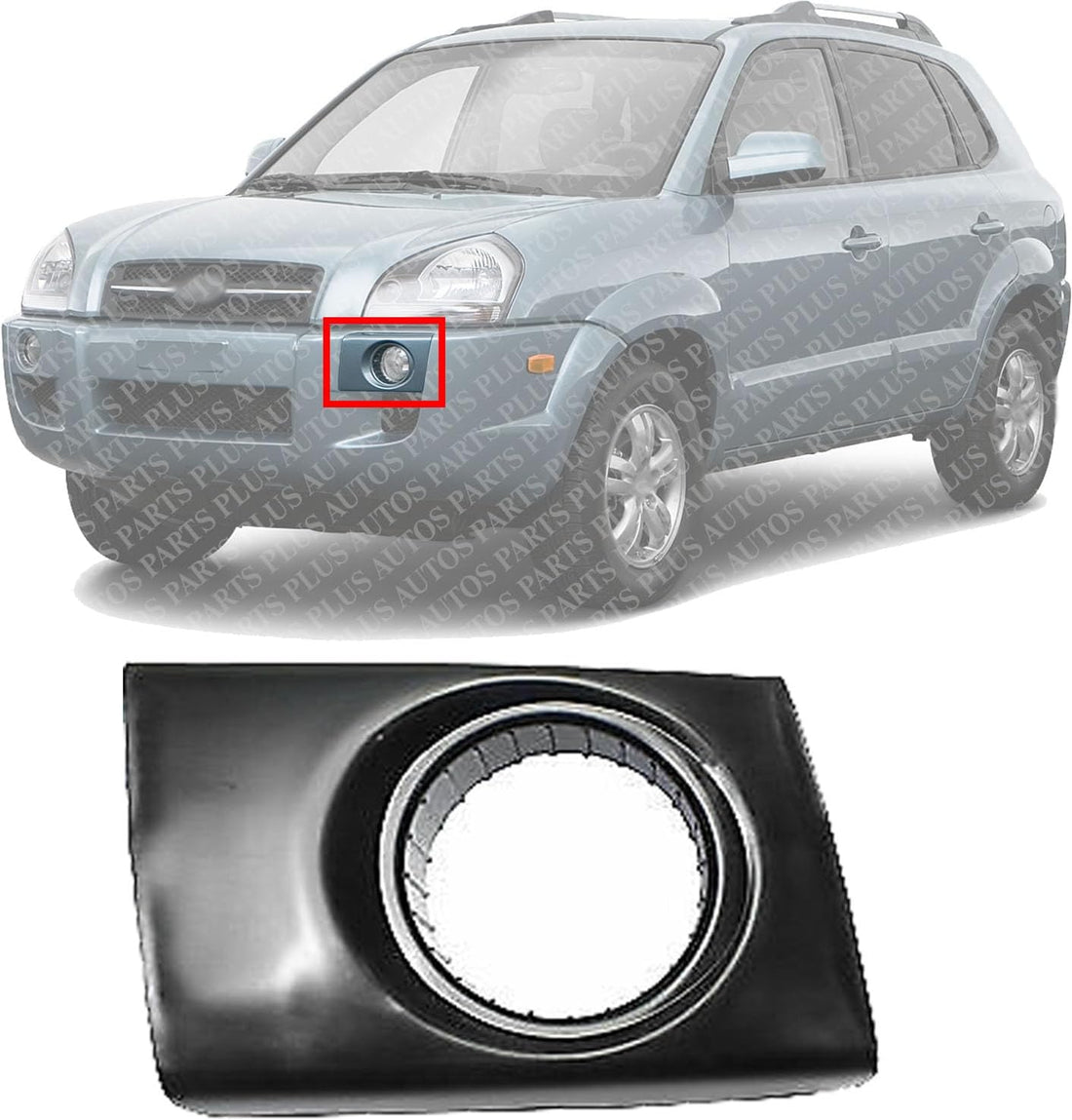 Front Fog Light Molding Primed Left Driver Side Direct Replacement Compatible With 2005-2009 Hyundai Tucson HY2598100 865572E000