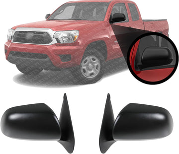 Front Mirror Manual Folding Non-Heated Textured Plastic Left Driver & Right Passenger Side Direct Replacement Compatible With 2012-2015 Toyota Tacoma TO1321281 TO1320281