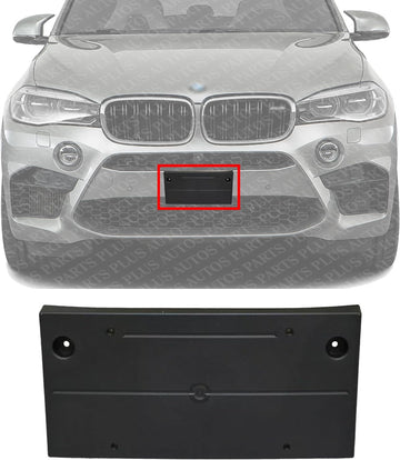 Front License Plate Bracket Textured Plastic Direct Replacement Compatible with 2014-2018 BMW X5 BM1068128 51137294479