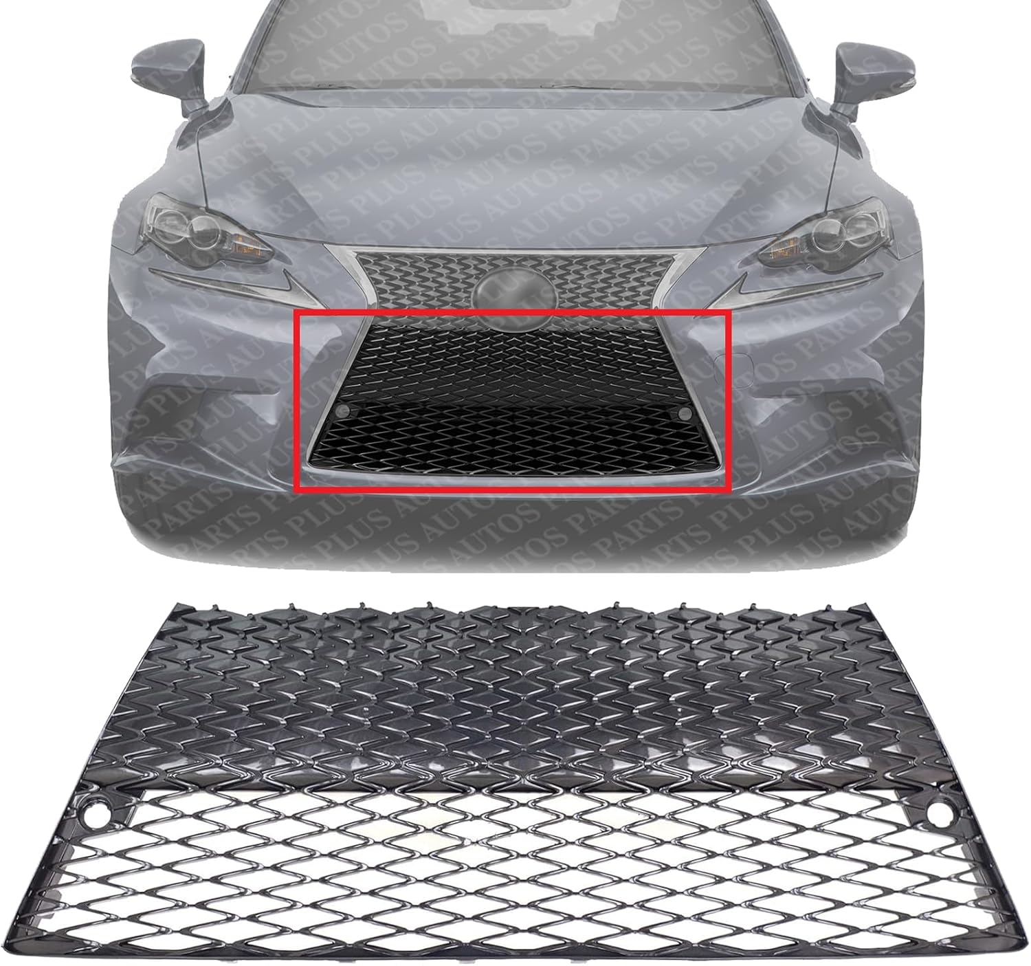 Front Bumper Lower Grille Painted Gray Plastic Direct Replacement Compatible With 2014-2015 Lexus IS250 / 2014-2016 IS350 / 2016 IS200t / IS300 LX1036115 5211253070
