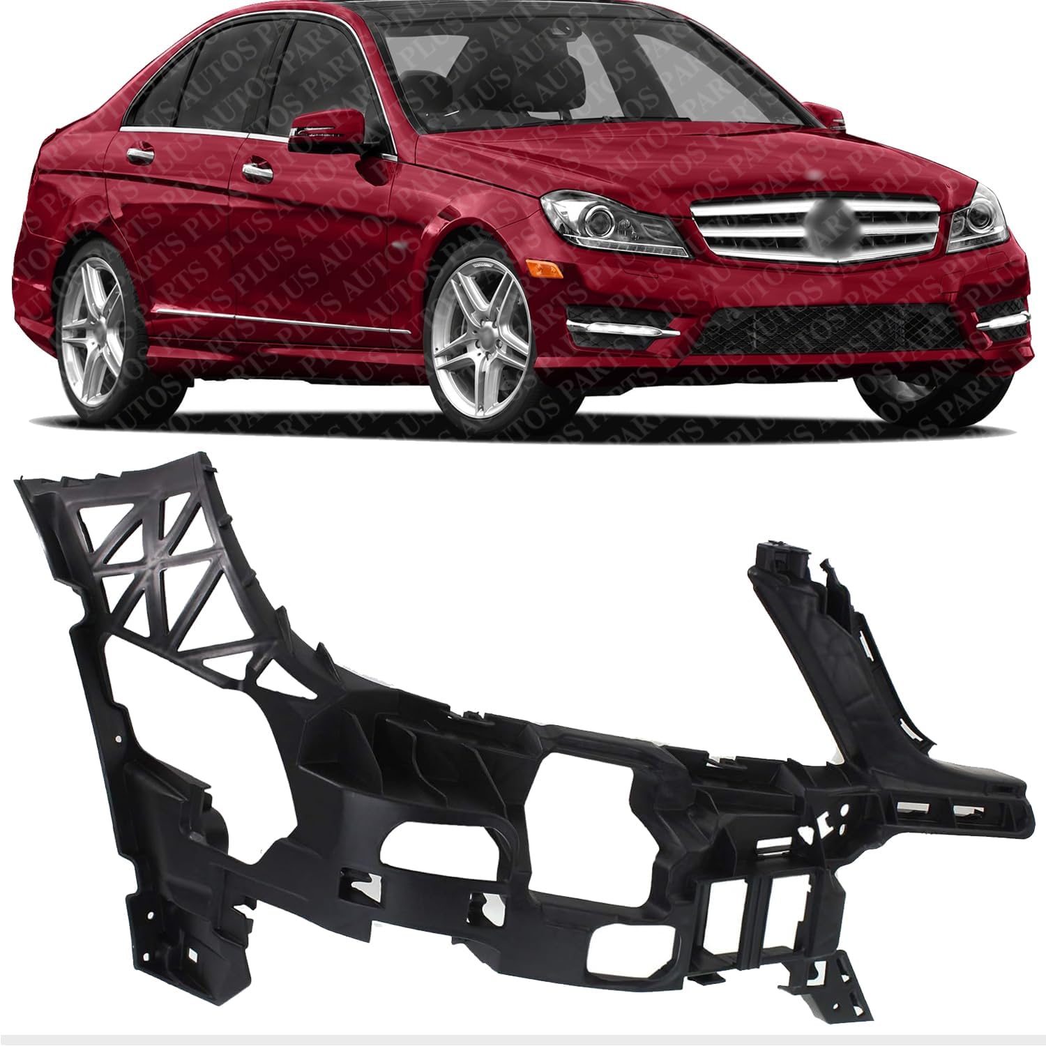 Front Bumper Retainer Bracket Right Passenger Side Direct Replacement Compatible With 2012-2015 Mercedes Benz C-Class MB1043101 2048854265