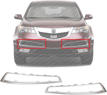Set Of 2 Front Bumper Grille Molding Painted Silver Left Driver & Right Passenger Side Direct Replacement Compatible With 2010-2013 Acura MDX AC1039111 AC1038111 71104STXA00