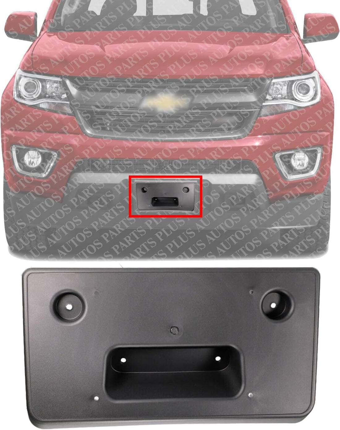 Front License Plate Bracket Textured Direct Replacement Compatible with 2015-2020 Chevrolet Colorado GM1068163 22891635