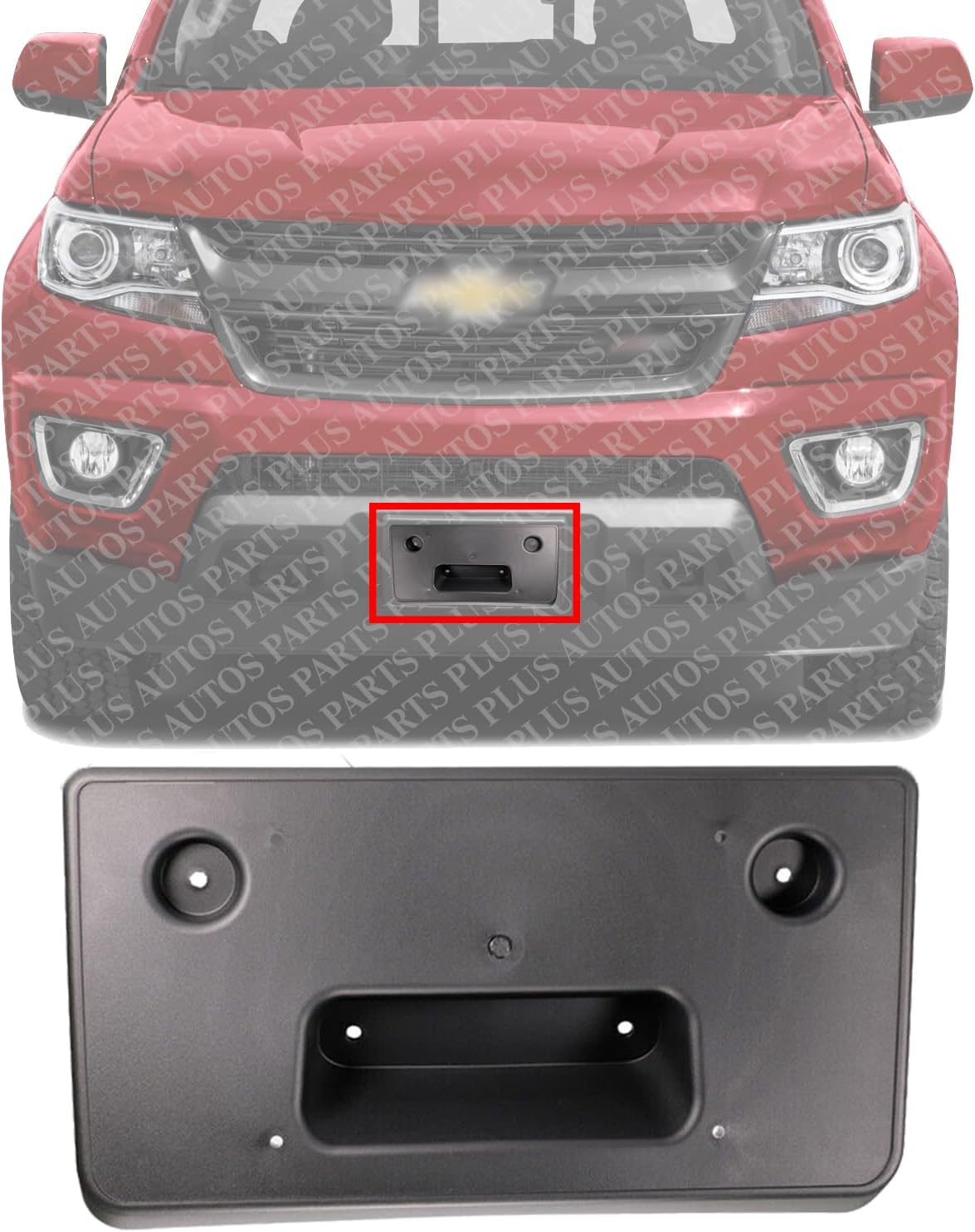 Front License Plate Bracket Textured Direct Replacement Compatible with 2015-2020 Chevrolet Colorado GM1068163 22891635