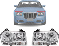Set Of 2 Front Headlight Assembly Right Passenger & Left Driver Side Direct Replacement Compatible With 2005 2007 2008 Chrysler 300 4805756AH-PFM 4805756AI-PFM 4805757AH-PFM