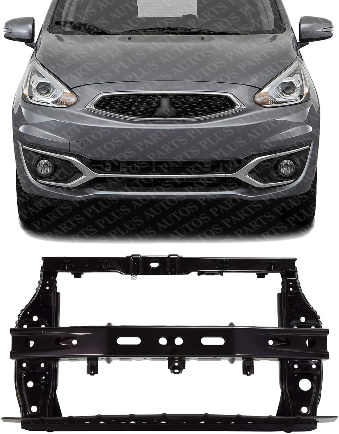Front Radiator Support Assembly With Upper Tie Bar Steel Direct Replacement Compatible With 2014-2020 Mitsubishi Mirage MI1225174 5256C132-PFM