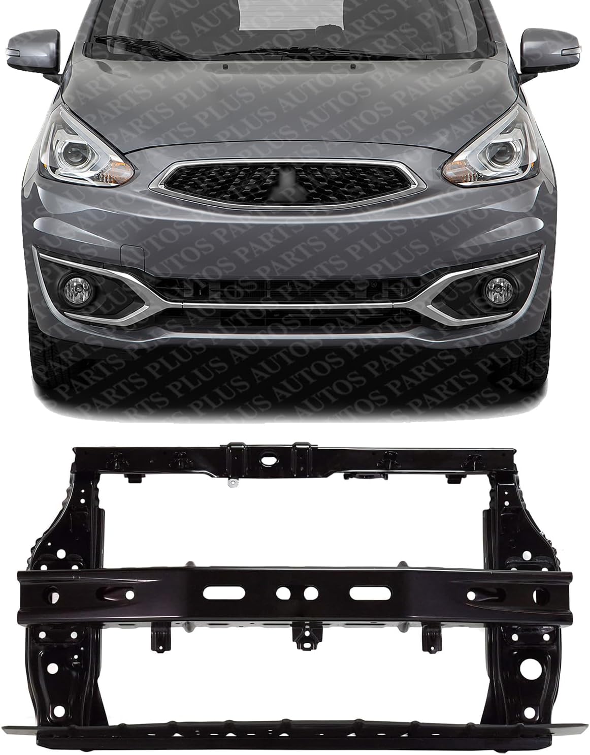 Front Radiator Support Assembly With Upper Tie Bar Steel Direct Replacement Compatible With 2014-2020 Mitsubishi Mirage MI1225174 5256C132-PFM
