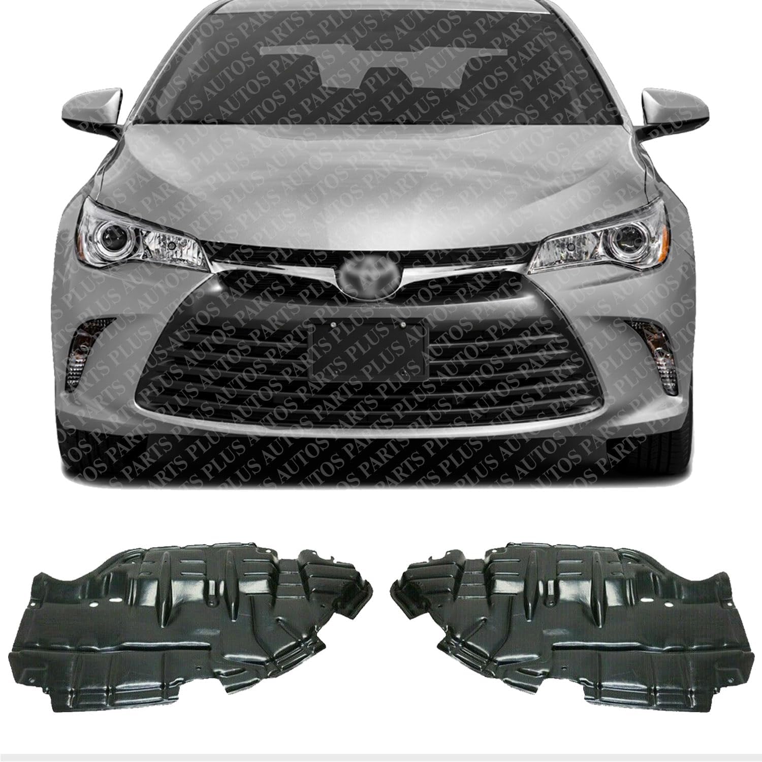 AUTOS PARTS PLUS Set of 2 Front Engine Splash Shield Under Cover Left Driver & Right Passenger Side Direct Replacement Compatible with 2015-2017 Toyota Camry TO1228205 TO1228204 5144106220