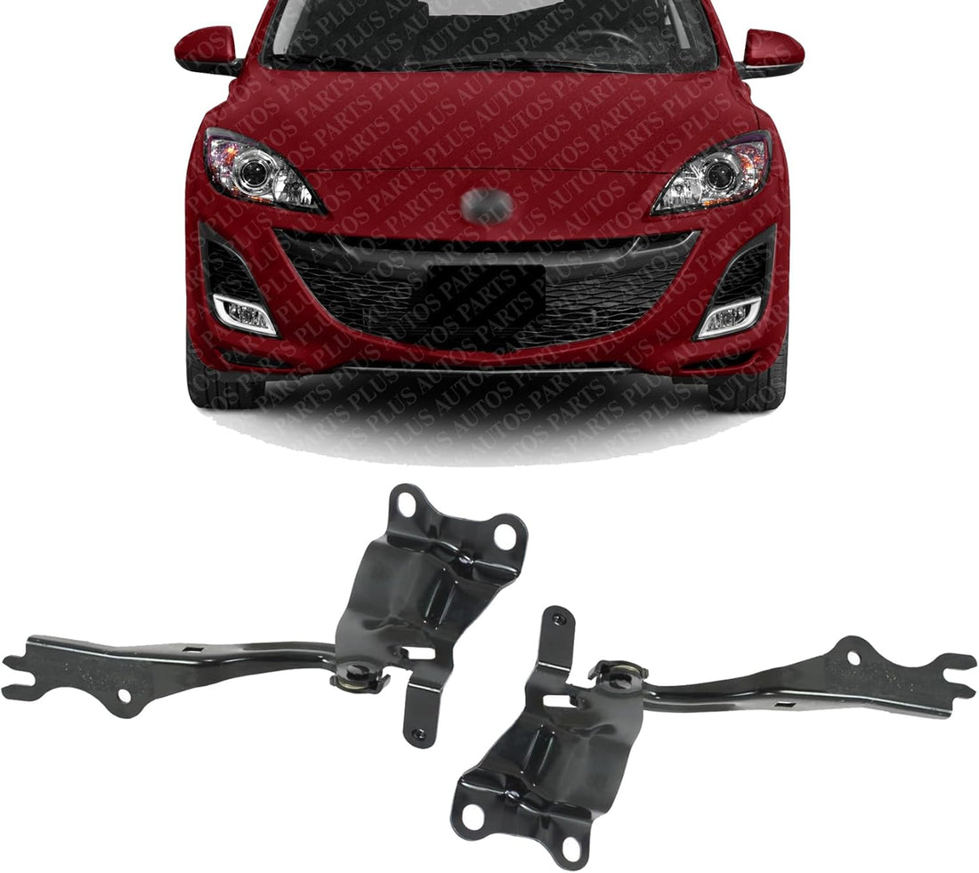 Set Of 2 Front Hood Hinges Steel Left Driver & Right Passenger Side Direct Replacement Compatible With 2010-2012 Mazda 3 MA1236122 MA1236121 BBM252410B BBM252420B