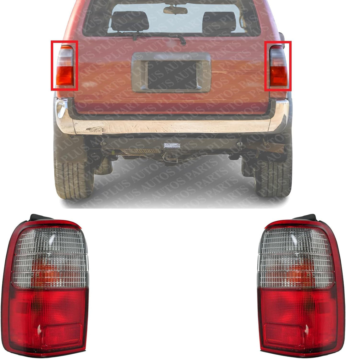 Set Of 2 Tail Light Assembly Plastic Left Driver & Right Passenger Side Direct Replacement Compatible With 1996-1997 Toyota 4Runner TO2800122 TO2801122 8155035120 8156035120