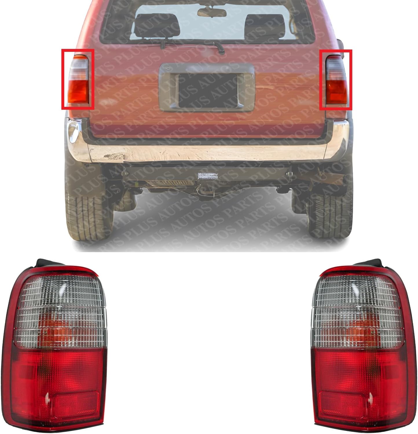 Set Of 2 Tail Light Assembly Plastic Left Driver & Right Passenger Side Direct Replacement Compatible With 1996-1997 Toyota 4Runner TO2800122 TO2801122 8155035120 8156035120