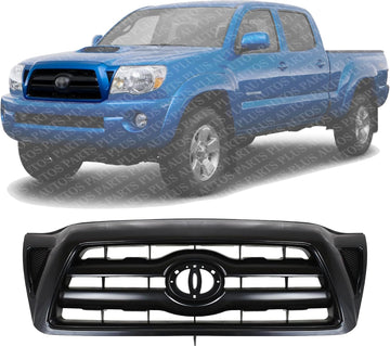 Front Grille Assembly Paintable Shell And Insert Plastic Direct Replacement Compatible With 2005-2010 Toyota Tacoma TO1200279 5310004370C0