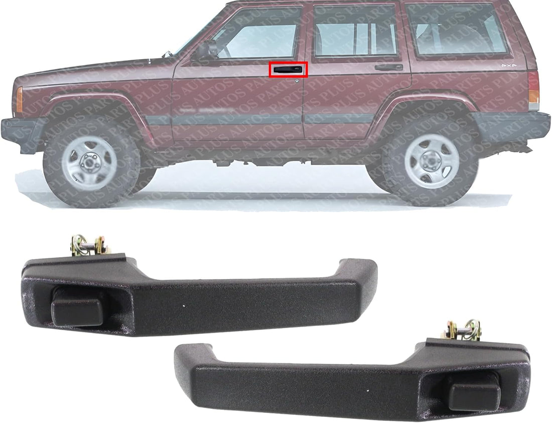 Set Of 2 Front Exterior Door Handle Textured Without Keyhole Right Passenger & Left Driver Side Direct Replacement Compatible With 1984-1996 Jeep Cherokee CH1311108 CH1310108 55024926