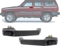 Set Of 2 Front Exterior Door Handle Textured Without Keyhole Right Passenger & Left Driver Side Direct Replacement Compatible With 1984-1996 Jeep Cherokee CH1311108 CH1310108 55024926