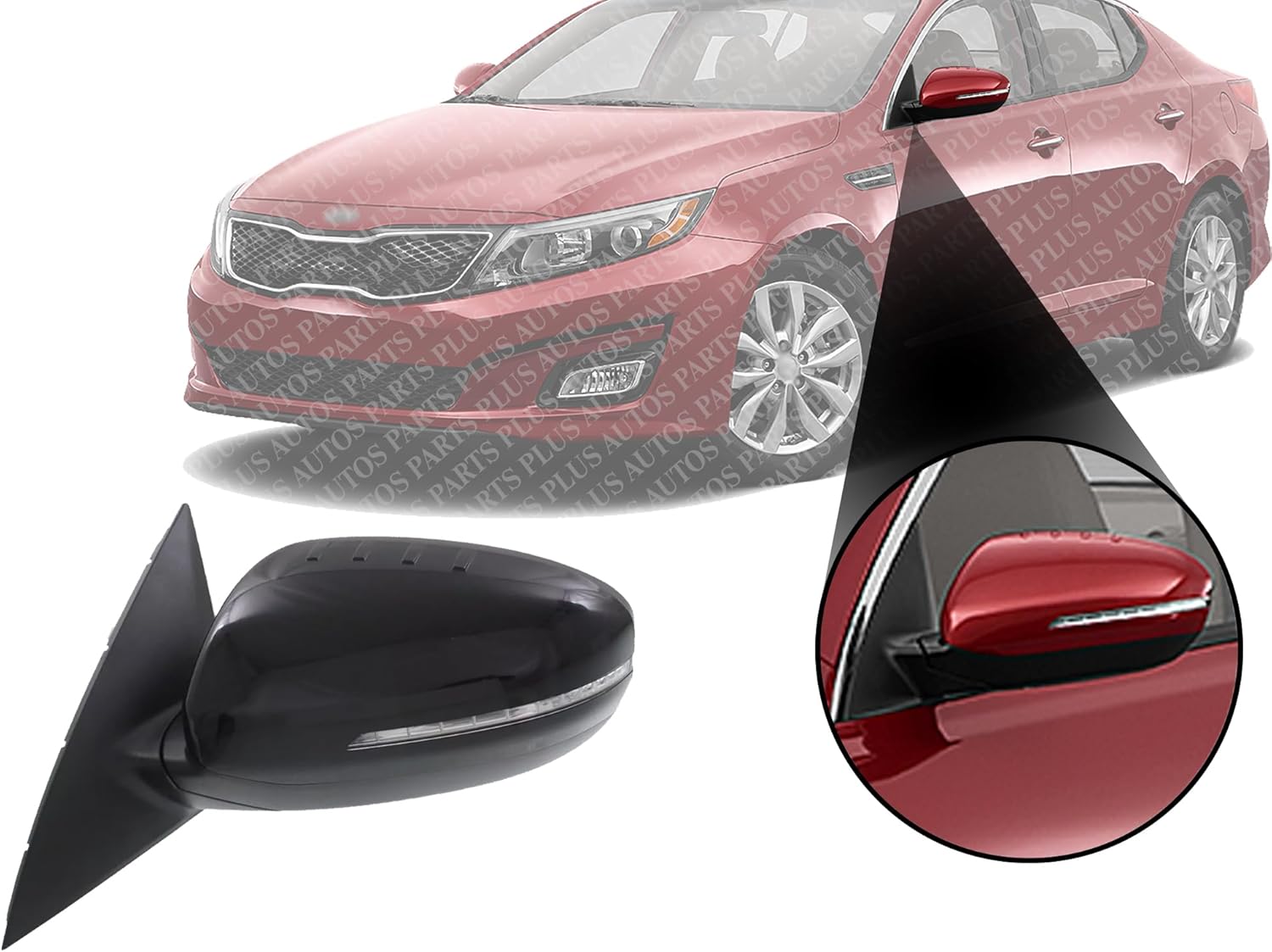 Front Power Mirror Manual Folding Heated Primed Left Driver Side Direct Replacement Compatible With 2014-2015 Kia Optima KI1320175 876104C501