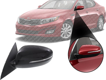 Front Power Mirror Manual Folding Heated Primed Left Driver Side Direct Replacement Compatible With 2014-2015 Kia Optima KI1320175 876104C501