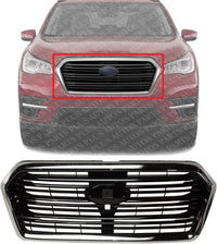 Front Grille Chrome Shell With Primed Insert Plastic Direct Replacement Compatible With 2019-2022 Subaru Ascent SU1200183 91121XC01A