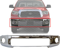 AUTOS PARTS PLUS Front Bumper Face Bar Chrome Steel Without Park Assist Sensor Holes Direct Replacement Compatible With 2007-2013 Toyota Tundra TO1002182 521110C021