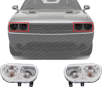 Set Of 2 Front Headlight Assembly Right Passenger & Left Driver Side Direct Replacement Compatible With 2008-2014 Dodge Challenger CH2519137 CH2518137 5028776AA 5028777AA