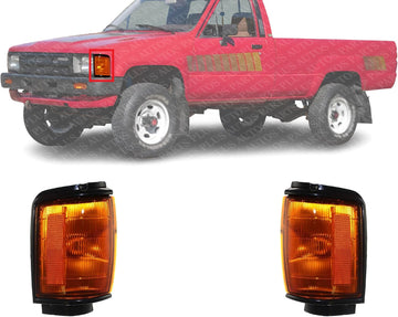 Set Of 2 Front Corner Light Assembly With Black Trim Left Driver & Right Passenger Side Direct Replacement Compatible With 1984-1986 Toyota 4Runner TO2521158 TO2520158
