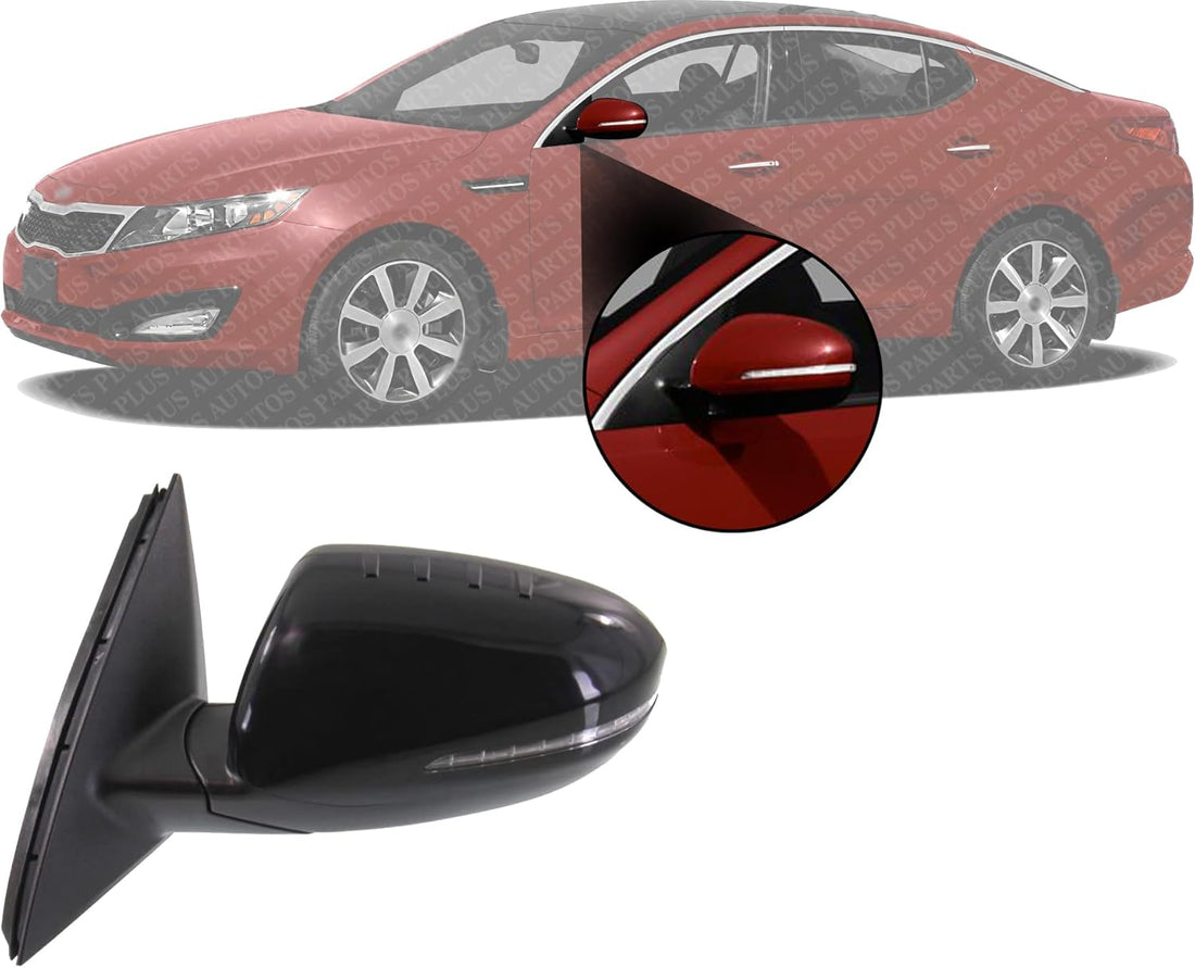 Front Power Mirror Manual Folding Non-Heated Primed Left Driver Side Direct Replacement Compatible With 2011-2013 Kia Optima KI1320152 876102T110