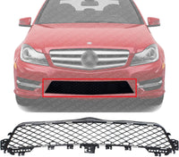 Front Bumper Center Grille Plastic Direct Replacement Compatible With 2012-2015 Mercedes Benz C-Class MB1036151 2048850624