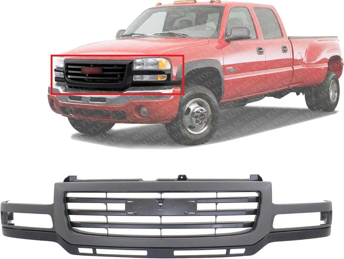Front Grille Painted Gray Shell With Primed Insert Direct Replacement Compatible With 2003-2007 GMC Sierra 2500HD / 3500 GM1200627 19130794