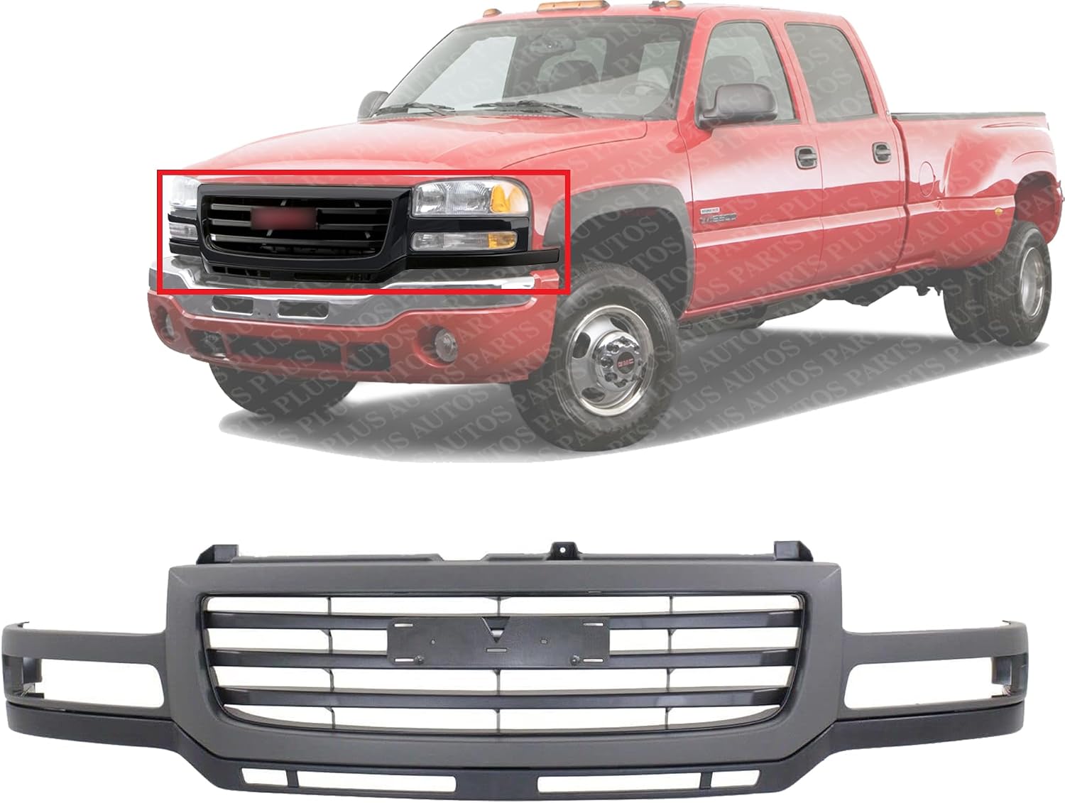Front Grille Painted Gray Shell With Primed Insert Direct Replacement Compatible With 2003-2007 GMC Sierra 2500HD / 3500 GM1200627 19130794