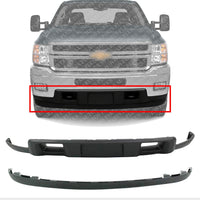 Front Bumper Lower Valance Air Deflector + Extension Textured Direct Replacement Compatible With 2011-2014 Chevrolet Silverado 2500HD 3500HD GM1092213 GM1095195 19370763 20845670