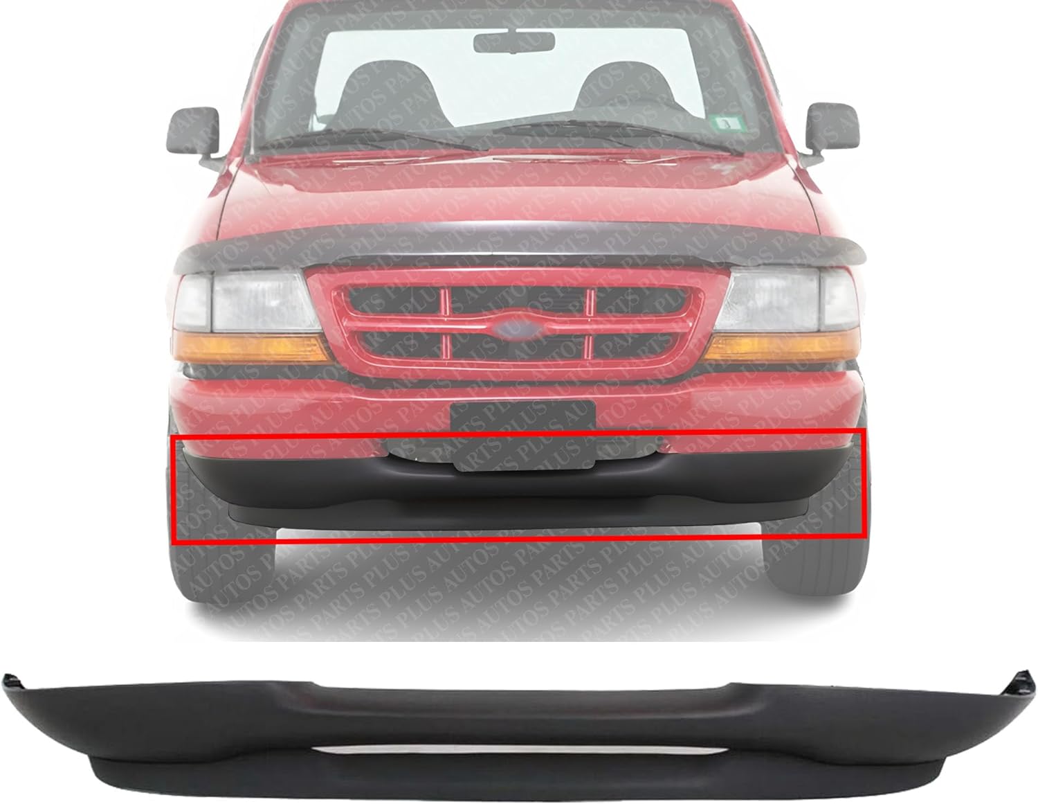 Front Lower Valance Textured Plastic without Fog Light Holes Direct Replacement Compatible With Ford Ranger 1998-2000 FO1095167 F87Z17626AAA