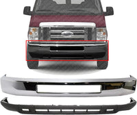 Front Bumper Chrome Steel + Lower Valance Textured Direct Replacement Compatible With 2008-2014 Ford Econoline VAN FO1002410 FO1095226 8C2Z17757B 8C2Z17626AA