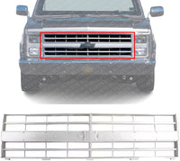 Front Grille Argent Shell And Insert With Molding Holes Direct Replacement Compatible With 1985-1988 Chevrolet C/K Series GM1200140 15554911