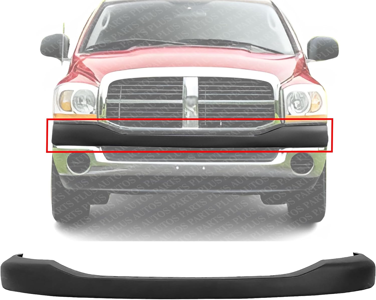 Front Bumper Upper Cover Textured Plastic Direct Replacement Compatible With 2006-2009 Dodge Ram 1500 2500 3500 CH1000880 55077762AA