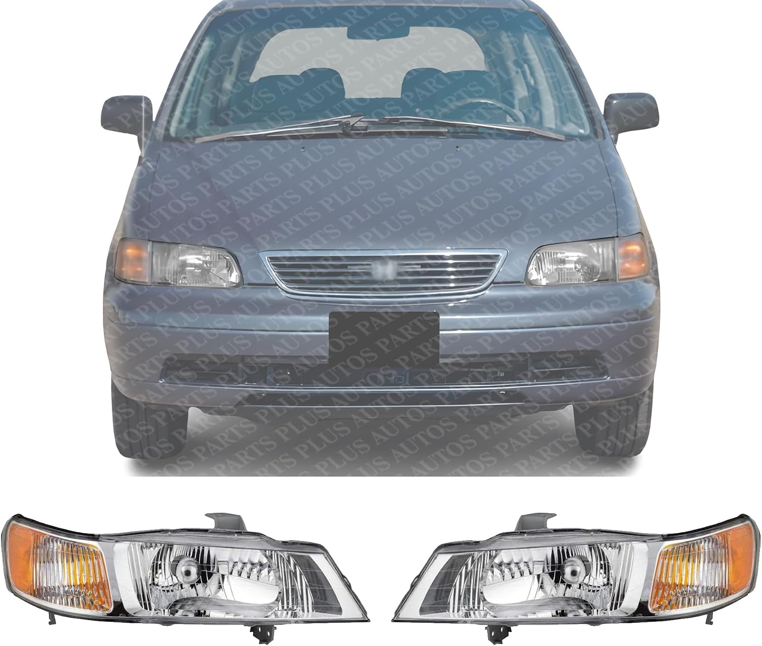 Set Of 2 Front Headlight Lens And Housing Right Passenger & Left Driver Side Direct Replacement Compatible With 1999-2004 Honda Odyssey HO2502114 HO2503114 33151S0XA01 33101S0XA01