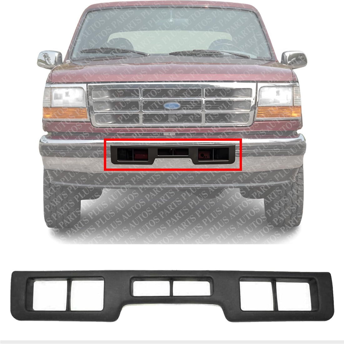 Front Bumper Center Molding With Air Holes Direct Replacement Compatible With 1992-1996 Ford F-Series/Bronco FO1057272 F3TZ17K833K