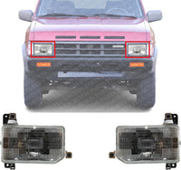Set Of 2 Front Head Light Assembly Plastic Left Driver & Right Passenger Side Direct Replacement Compatible With 1987-1995 Nissan Pathfinder NI2503104 NI2502104 B601041G00 B606041G00