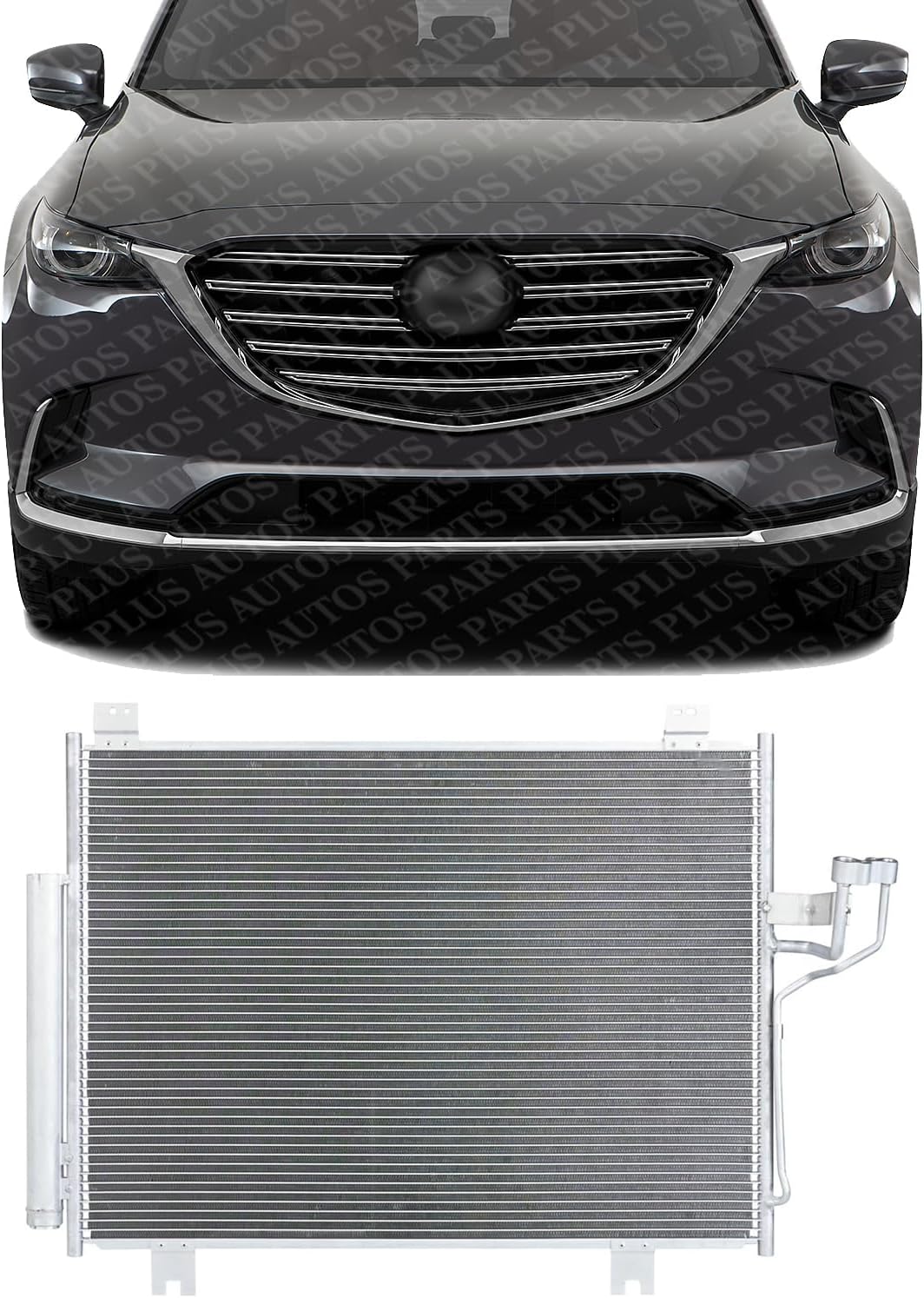 Front AC Condenser Aluminum Core Direct Replacement Compatible With 2016-2022 Mazda CX-9 MA3030165 TC3M61480 TK4861480