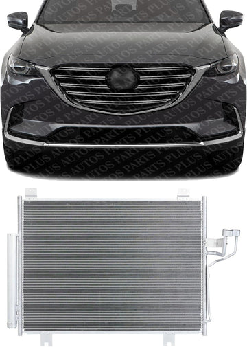 Front AC Condenser Aluminum Core Direct Replacement Compatible With 2016-2022 Mazda CX-9 MA3030165 TC3M61480 TK4861480