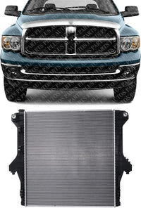 Front Radiator Aluminum Core Direct Replacement Compatible With 2003-2009 Dodge Ram 2500 3500 CH3010304 CH3010359 52028900AG 55056816AA