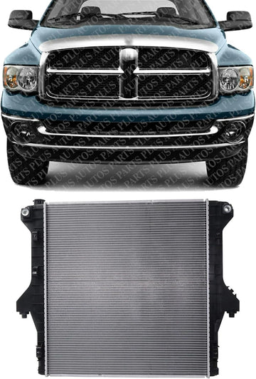 Front Radiator Aluminum Core Direct Replacement Compatible With 2003-2009 Dodge Ram 2500 3500 CH3010304 CH3010359 52028900AG 55056816AA