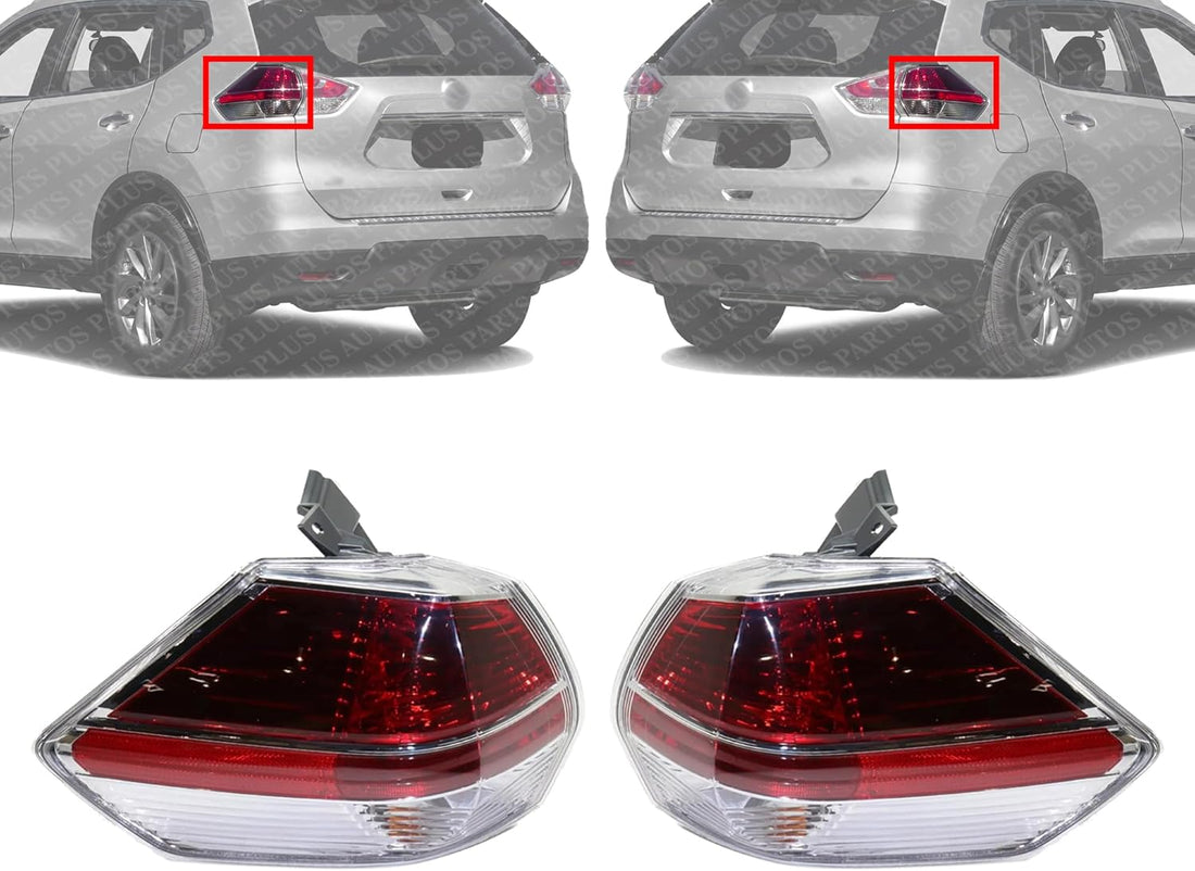 Set Of 2 Tail Light Outer Assembly Left Driver & Right Passenger Side Direct Replacement Compatible With 2014-2016 Nissan Rogue NI2805102 NI2804102 265504BA0A 265554BA0A