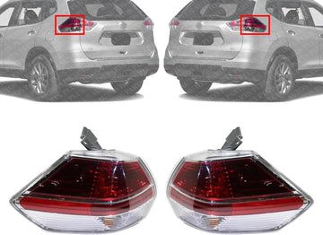 Set Of 2 Tail Light Outer Assembly Left Driver & Right Passenger Side Direct Replacement Compatible With 2014-2016 Nissan Rogue NI2805102 NI2804102 265504BA0A 265554BA0A