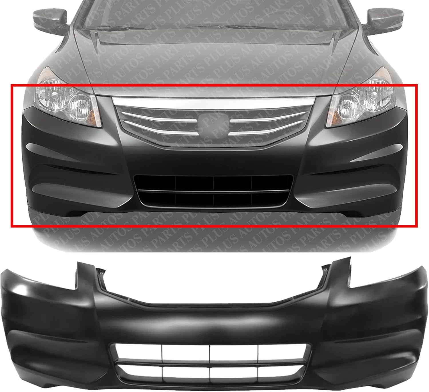 Front Bumper Cover Primed Direct Replacement Compatible With 2011-2012 Honda Accord HO1000278 04711TA0A91ZZ