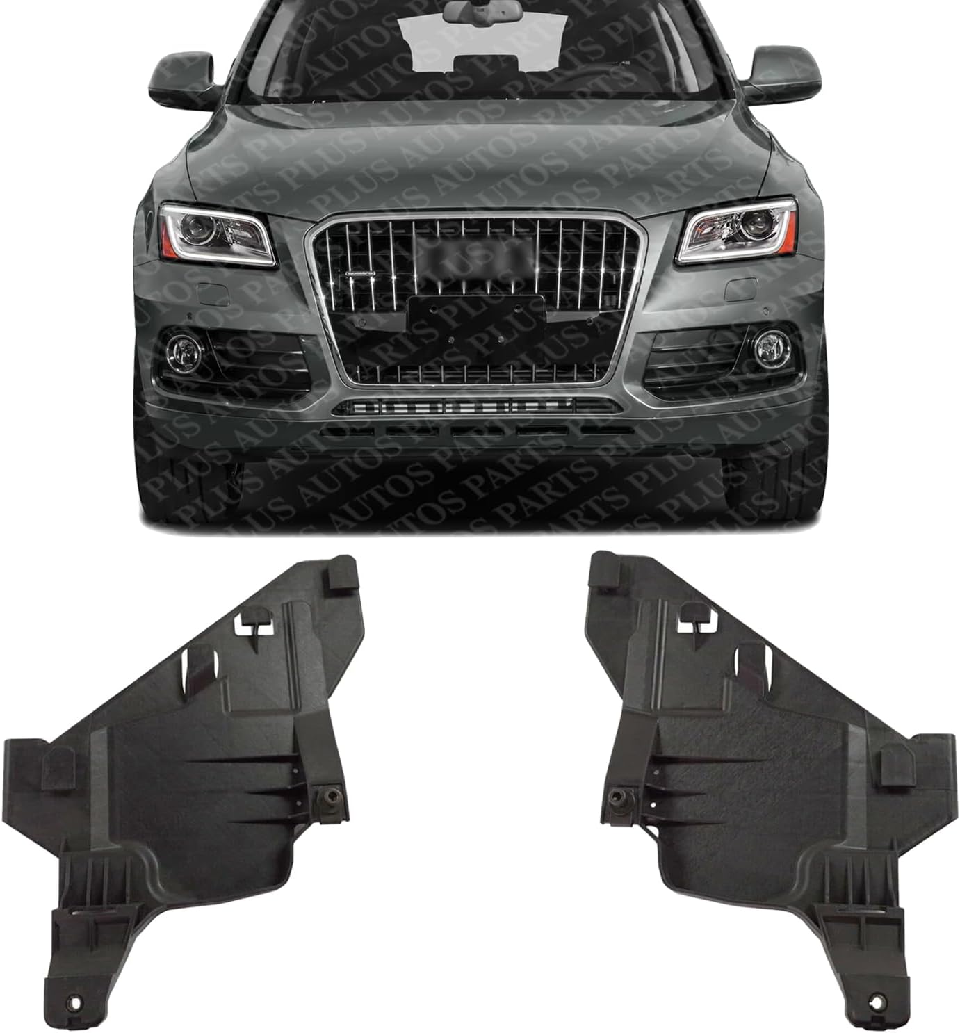 Set of 2 Front Head Light Bracket Plastic Left Driver & Right Passenger Side Direct Replacement Compatible with 2013-2017 Audi Q5 / SQ5 AU2509107 AU2508107 8R0941454A 8R0941453A