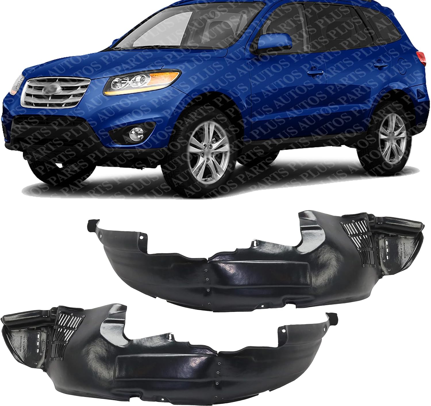 Set of 2 Front Fender Liner Right Passenger & Left Driver Side Direct Replacement Compatible with 2010-2012 Hyundai Santa Fe HY1248123 HY1249123 868100W200 868200W200